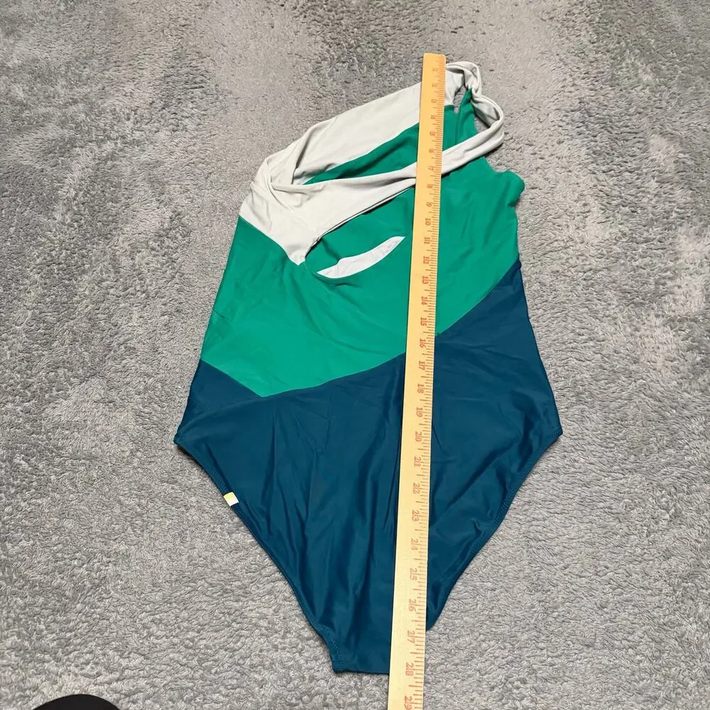 Summersalt Sidestroke Swimsuit Womens 10 Seaweed Seaglass & White